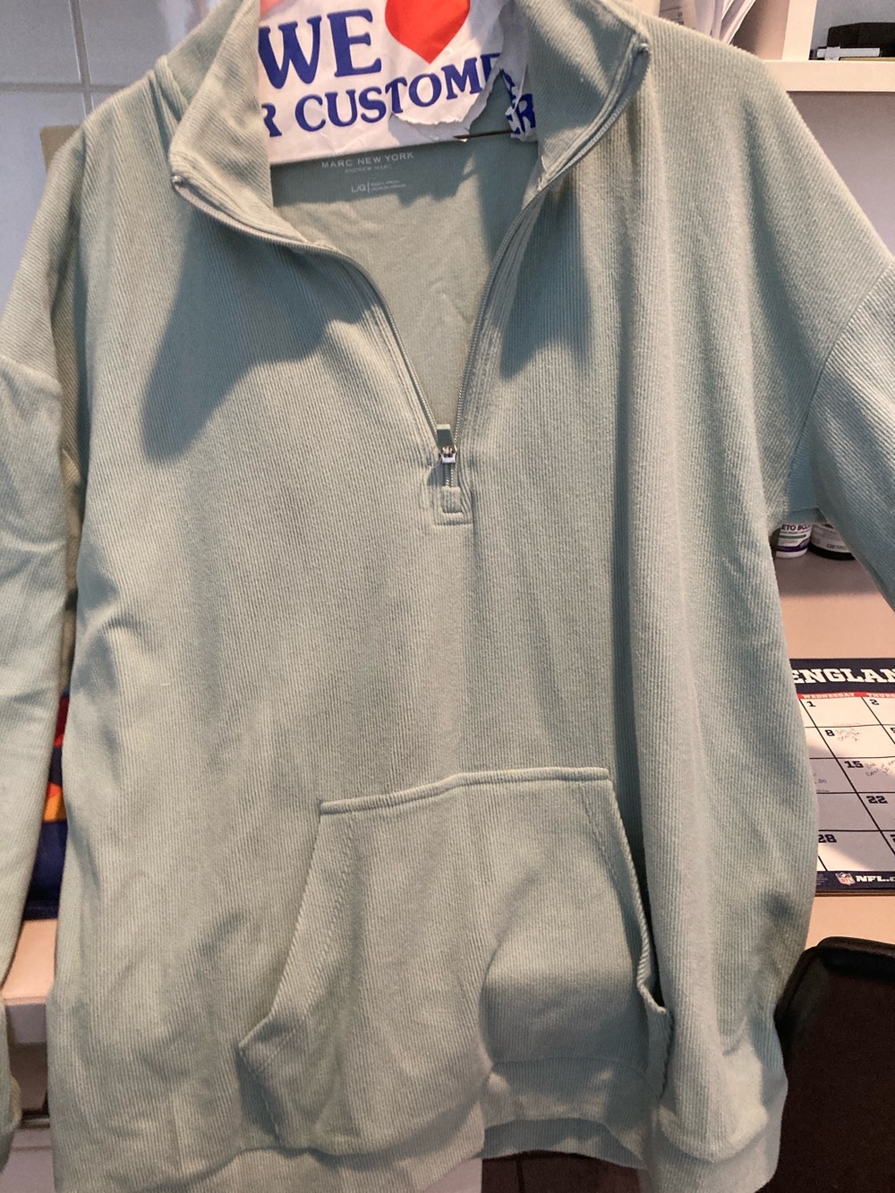 Marc New York Men's Light Sage Quarter-Zip Pullover NWT